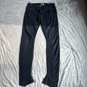 PAIGE Women's Skinny Jeans Dark Blue Wash With Ankle Slits